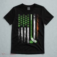 Vintage Hockey St Patricks Day American Flag Shamrock T-Shirt thumb 5