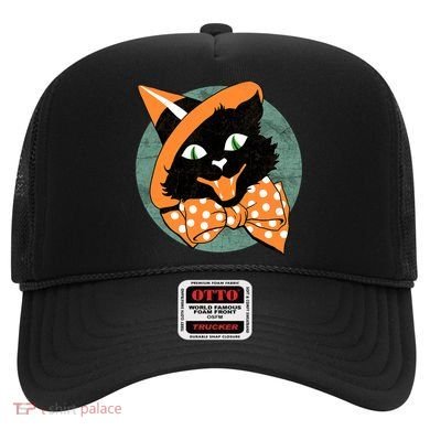 Vintage Halloween Spooky Black Cat Hat