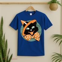 Vintage Halloween Spooky Black Cat T-Shirt thumb 2