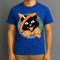 Vintage Halloween Spooky Black Cat T-Shirt thumb 3