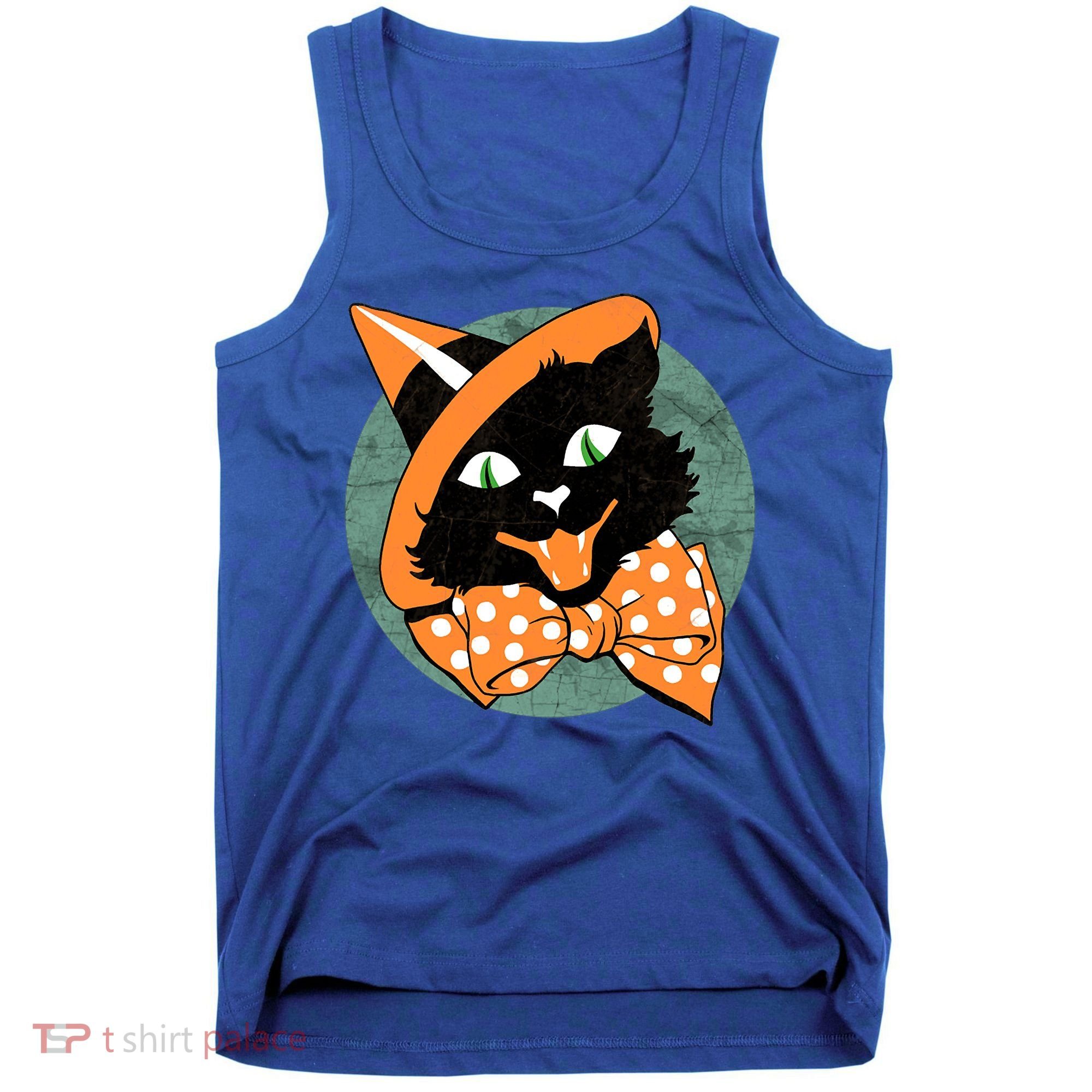 Vintage Halloween Spooky Black Cat Tank Top
