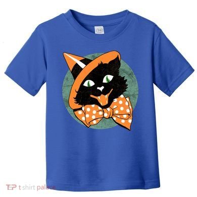 Vintage Halloween Spooky Black Cat Toddler T-Shirt