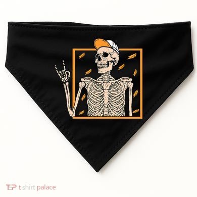 Vintage Halloween Skeleton Rock On Hand Skeleton Men USA-Made Doggie Bandana