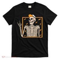 Vintage Halloween Skeleton Rock On Hand Skeleton Men T-Shirt thumb 0