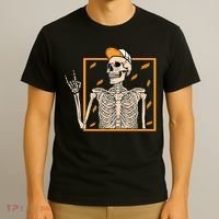 Vintage Halloween Skeleton Rock On Hand Skeleton Men T-Shirt thumb 3