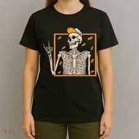Vintage Halloween Skeleton Rock On Hand Skeleton Men T-Shirt thumb 4