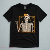 Vintage Halloween Skeleton Rock On Hand Skeleton Men T-Shirt thumb 5