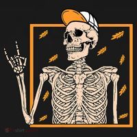 Vintage Halloween Skeleton Rock On Hand Skeleton Men T-Shirt thumb 7