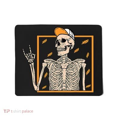 Vintage Halloween Skeleton Rock On Hand Skeleton Men Mousepad