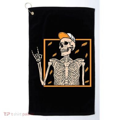 Vintage Halloween Skeleton Rock On Hand Skeleton Men Golf Towel