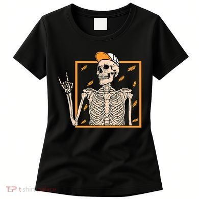 Vintage Halloween Skeleton Rock On Hand Skeleton Men Women's T-Shirt