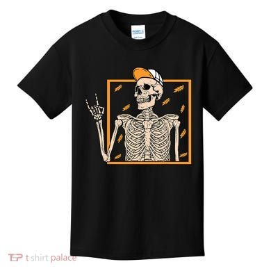 Vintage Halloween Skeleton Rock On Hand Skeleton Men Kids T-Shirt
