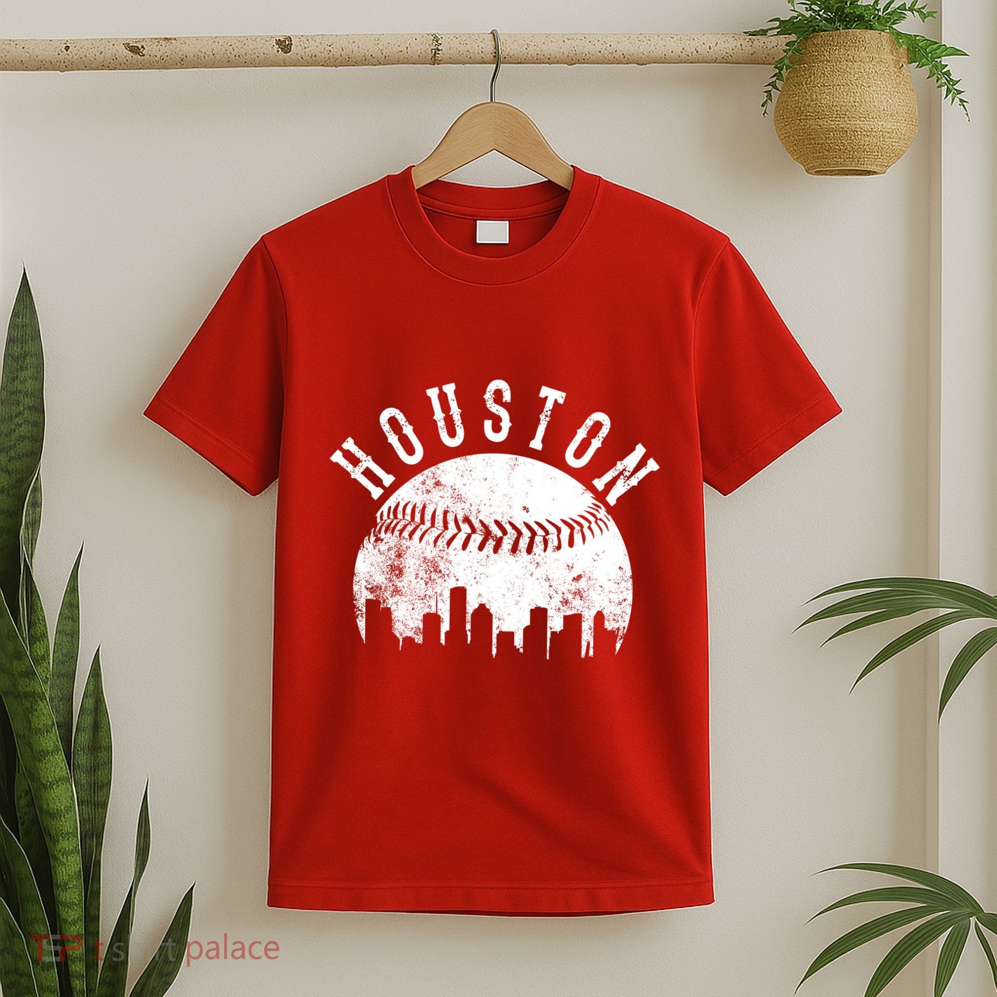 Vintage Houston Texas Sports Baseball Logo Skyline City T-Shirt