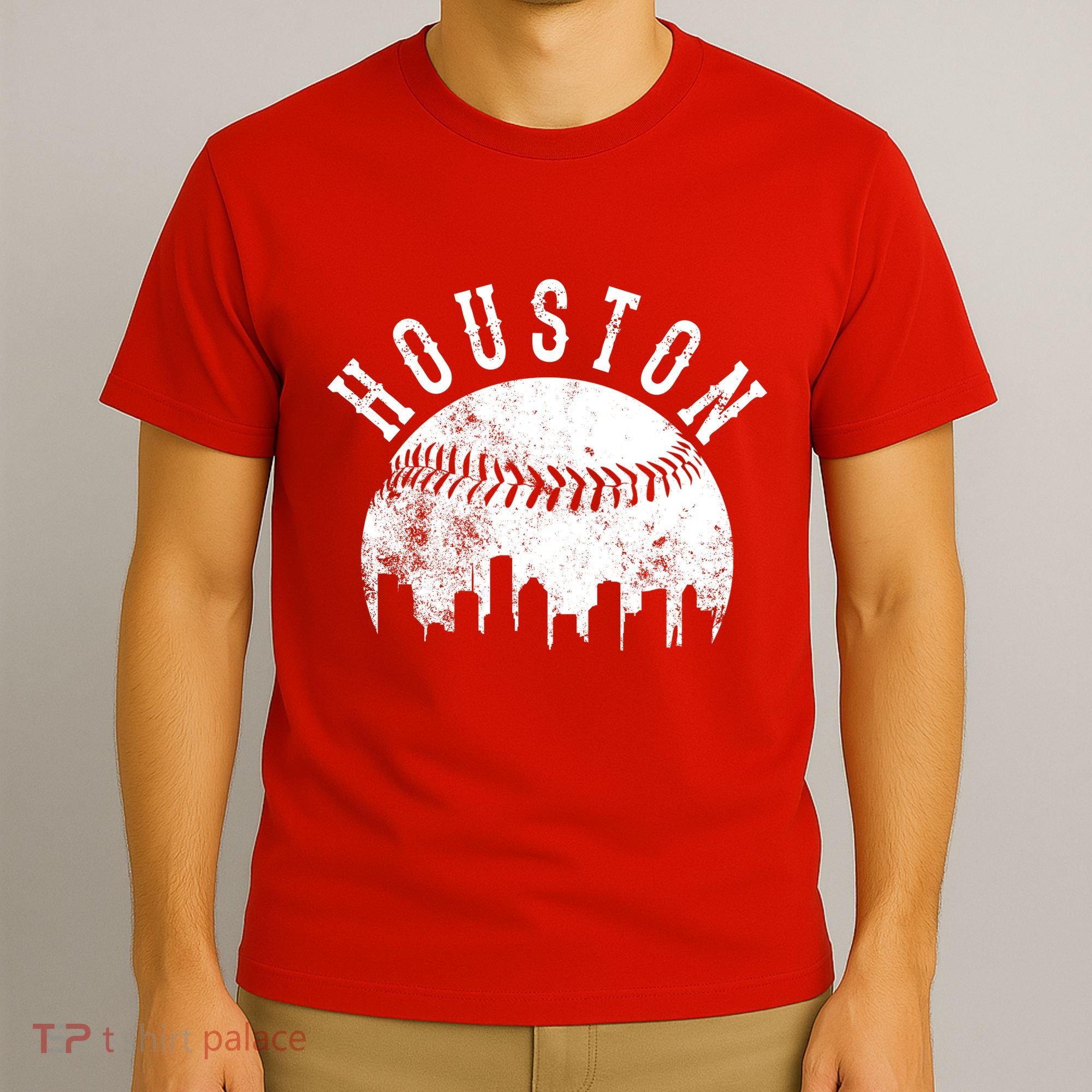 Vintage Houston Texas Sports Baseball Logo Skyline City T-Shirt