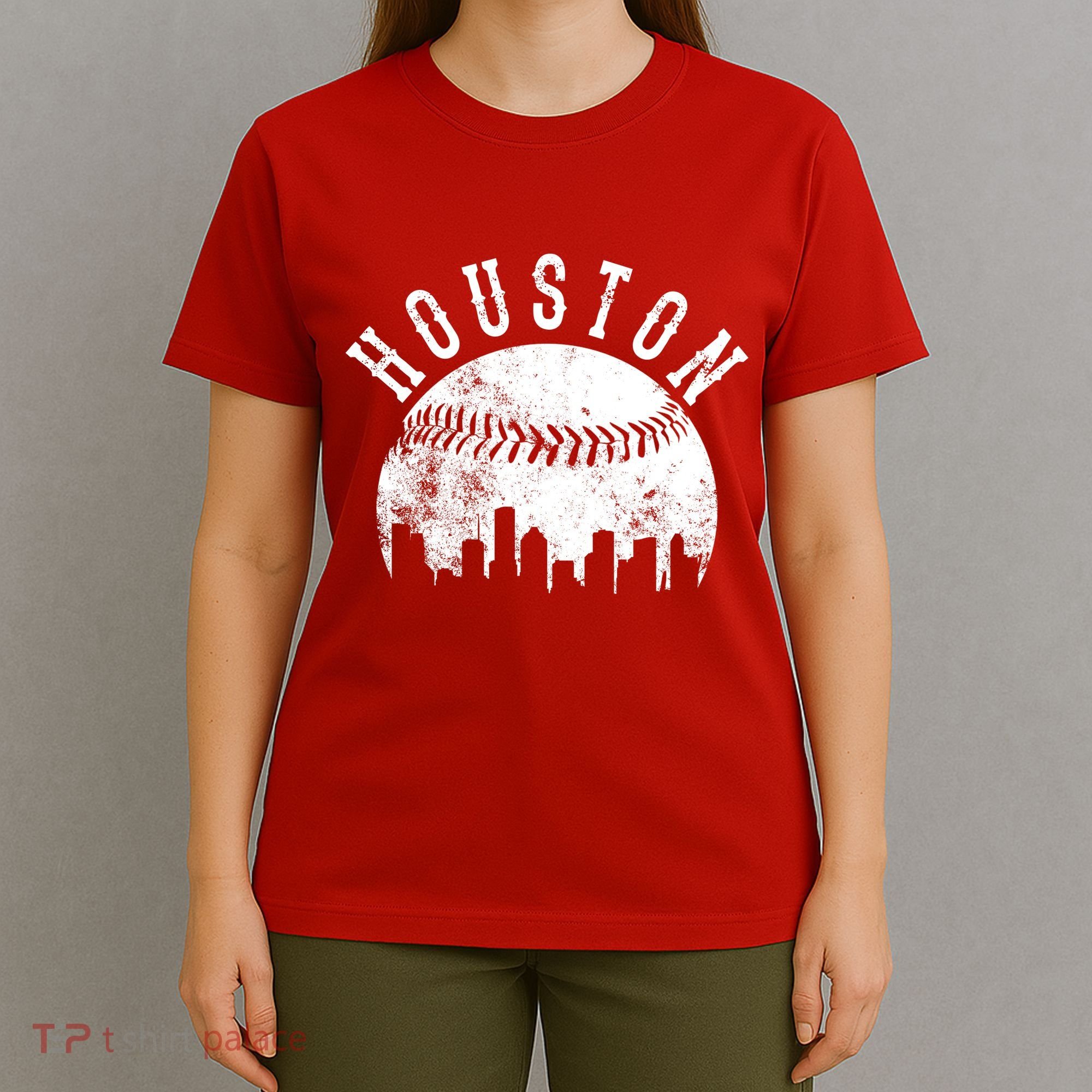 Vintage Houston Texas Sports Baseball Logo Skyline City T-Shirt