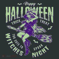 Vintage Halloween Too Cute To Spook Witches Night T-Shirt thumb 7