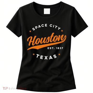 Vintage Houston Texas Space City Orange Text Women's T-Shirt