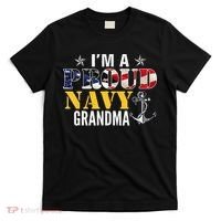 Vintage I'm A Proud Navy With American Flag For Grandma T-Shirt thumb 0
