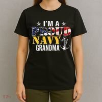 Vintage I'm A Proud Navy With American Flag For Grandma T-Shirt thumb 4