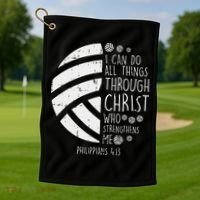 Volleyball I Can Do Things Bible Verse God Jesus Gift Golf Towel thumb 1