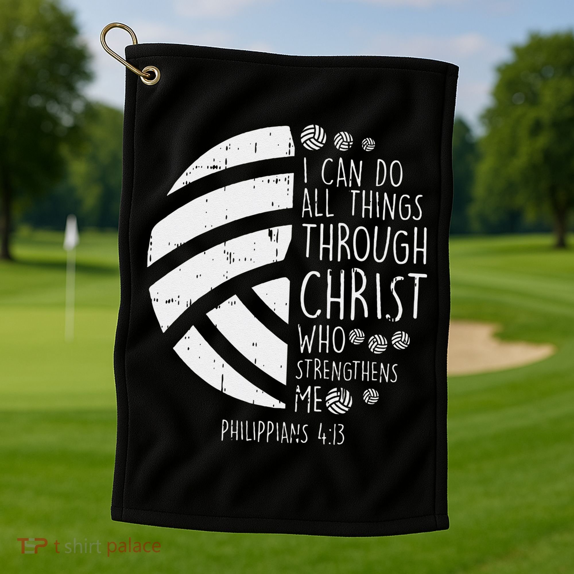 Volleyball I Can Do Things Bible Verse God Jesus Gift Golf Towel