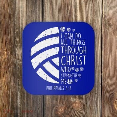 Volleyball I Can Do Things Bible Verse God Jesus Gift Coaster