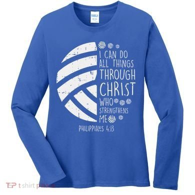 Volleyball I Can Do Things Bible Verse God Jesus Gift Women's Long Sleeve Shirt