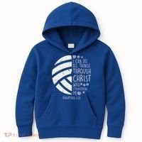 Volleyball I Can Do Things Bible Verse God Jesus Gift Kids Hoodie thumb 0