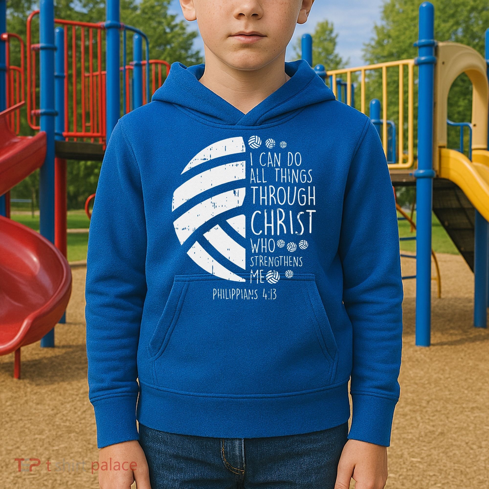 Volleyball I Can Do Things Bible Verse God Jesus Gift Kids Hoodie