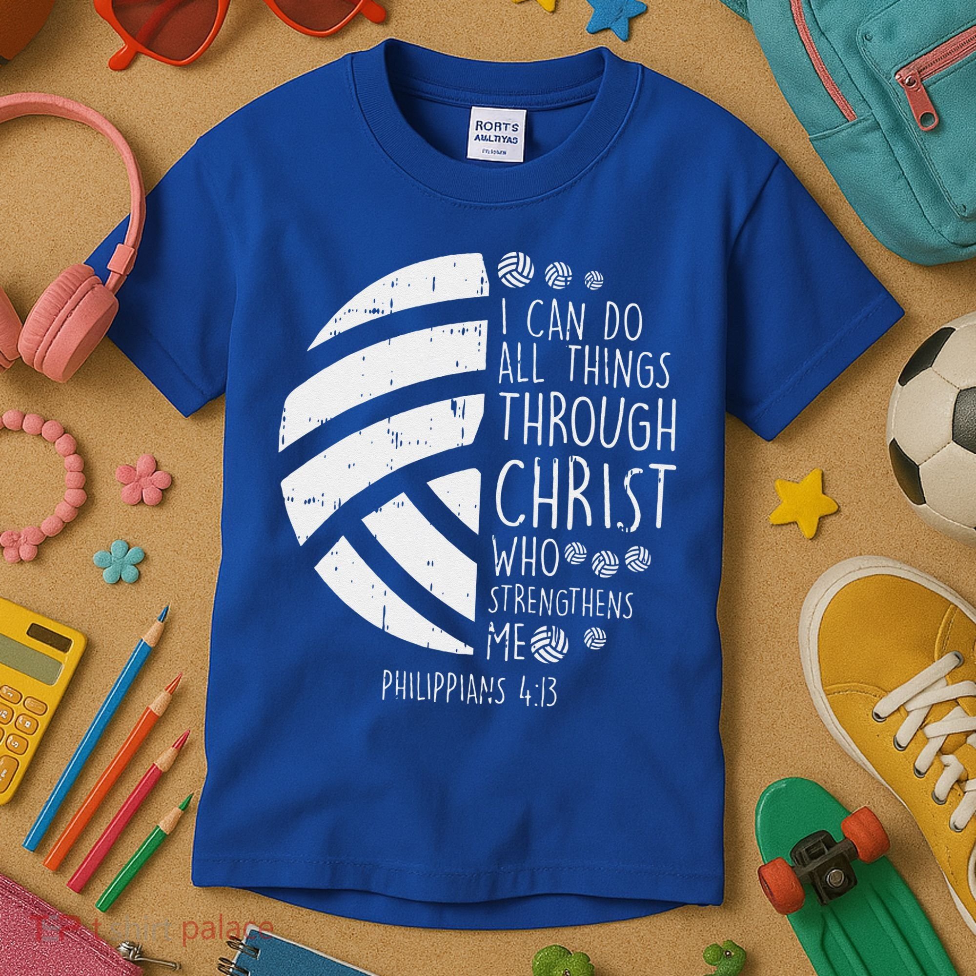 Volleyball I Can Do Things Bible Verse God Jesus Gift Kids T-Shirt