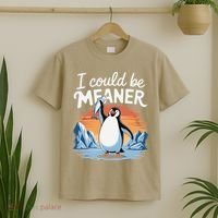 Vintage I Could Be Meaner Cute Penguin Funny Meme Retro T-Shirt thumb 2