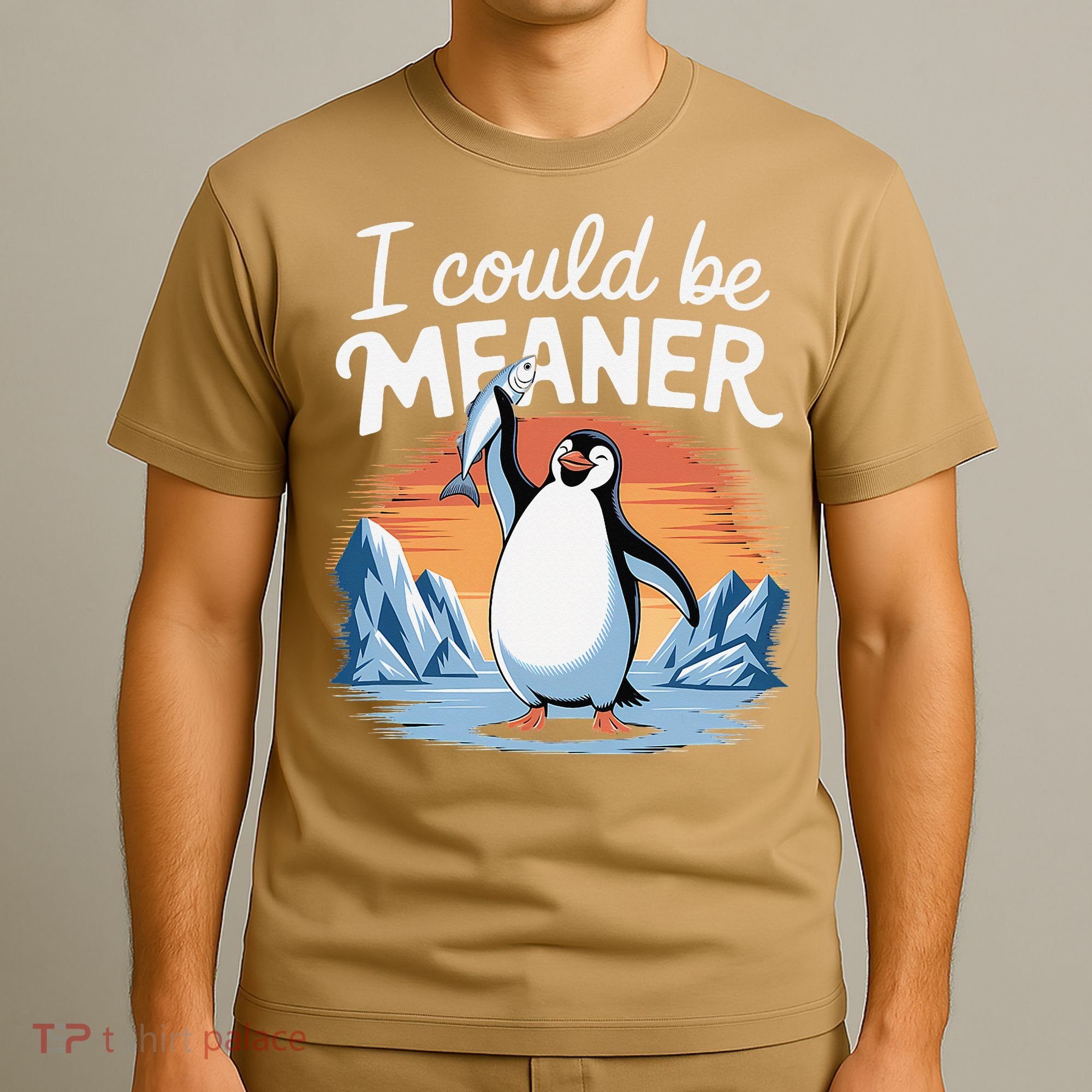 Vintage I Could Be Meaner Cute Penguin Funny Meme Retro T-Shirt