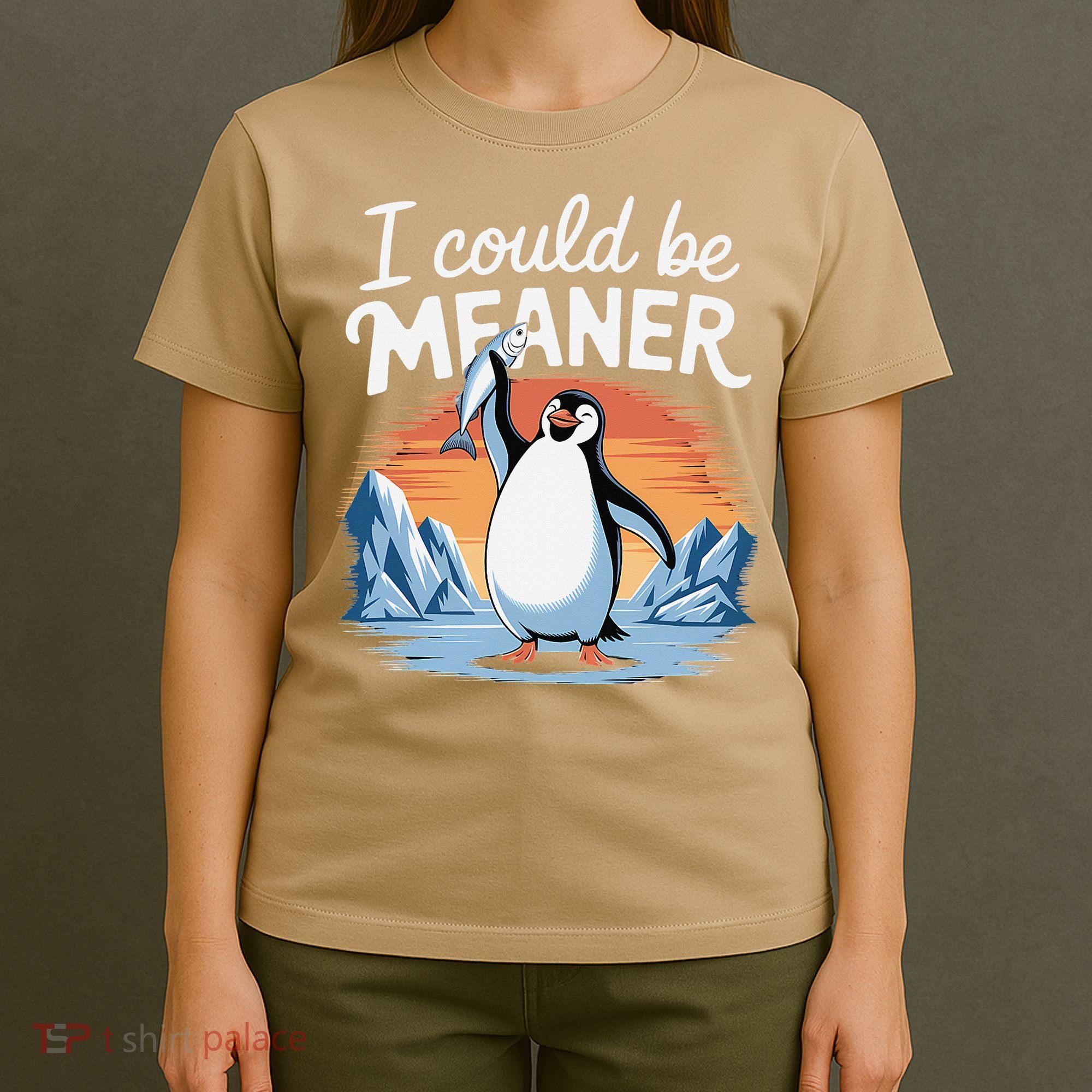 Vintage I Could Be Meaner Cute Penguin Funny Meme Retro T-Shirt