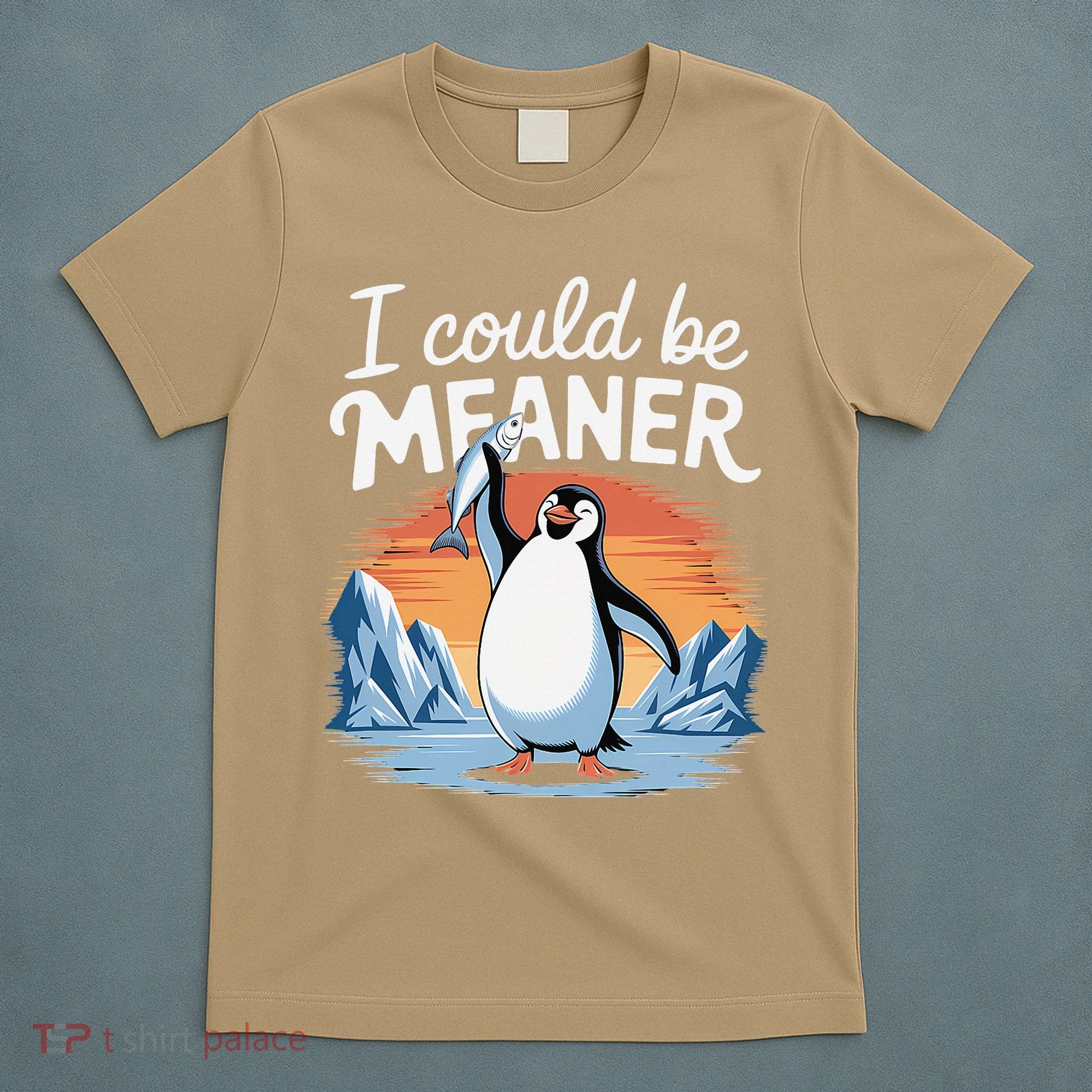 Vintage I Could Be Meaner Cute Penguin Funny Meme Retro T-Shirt