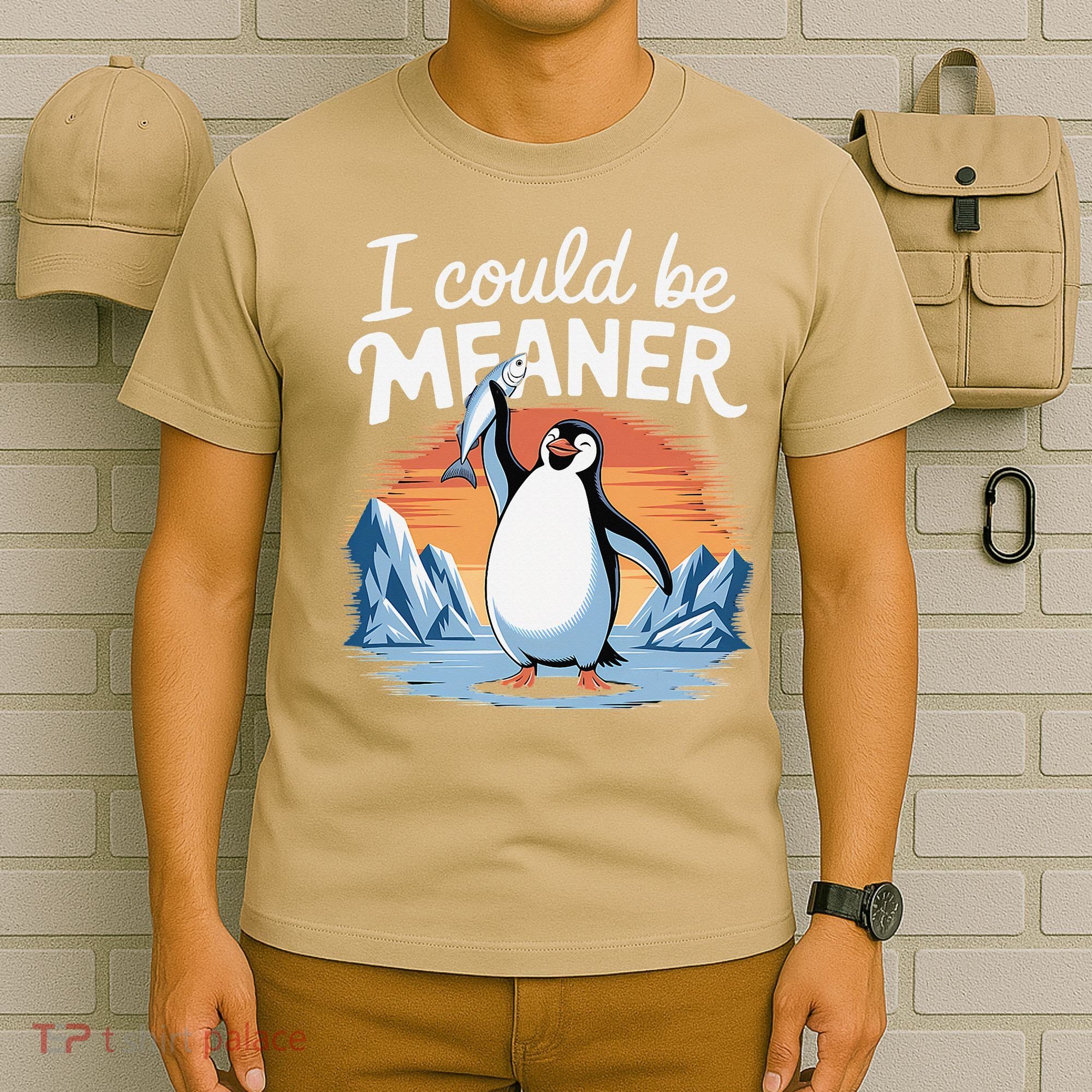 Vintage I Could Be Meaner Cute Penguin Funny Meme Retro T-Shirt