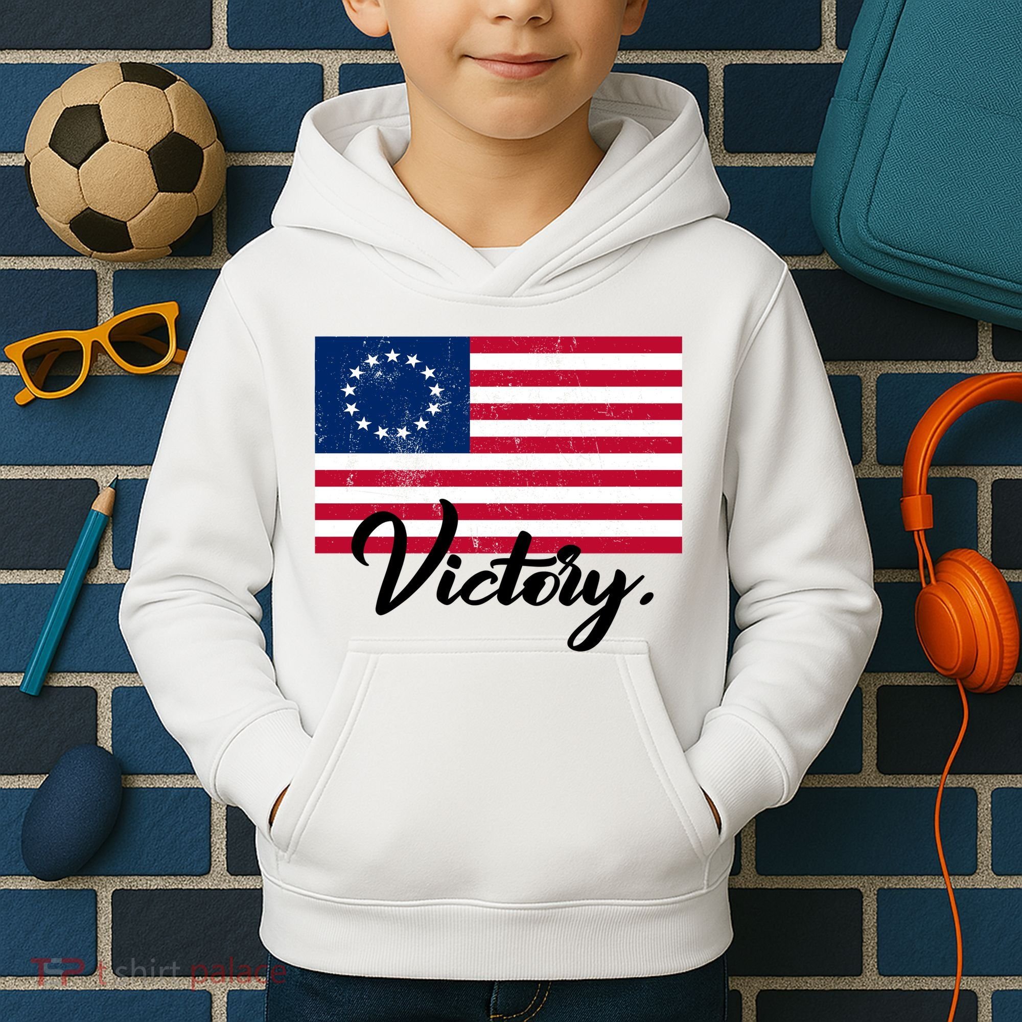 Victory America Betsy Ross Flag 1776 Kids Hoodie