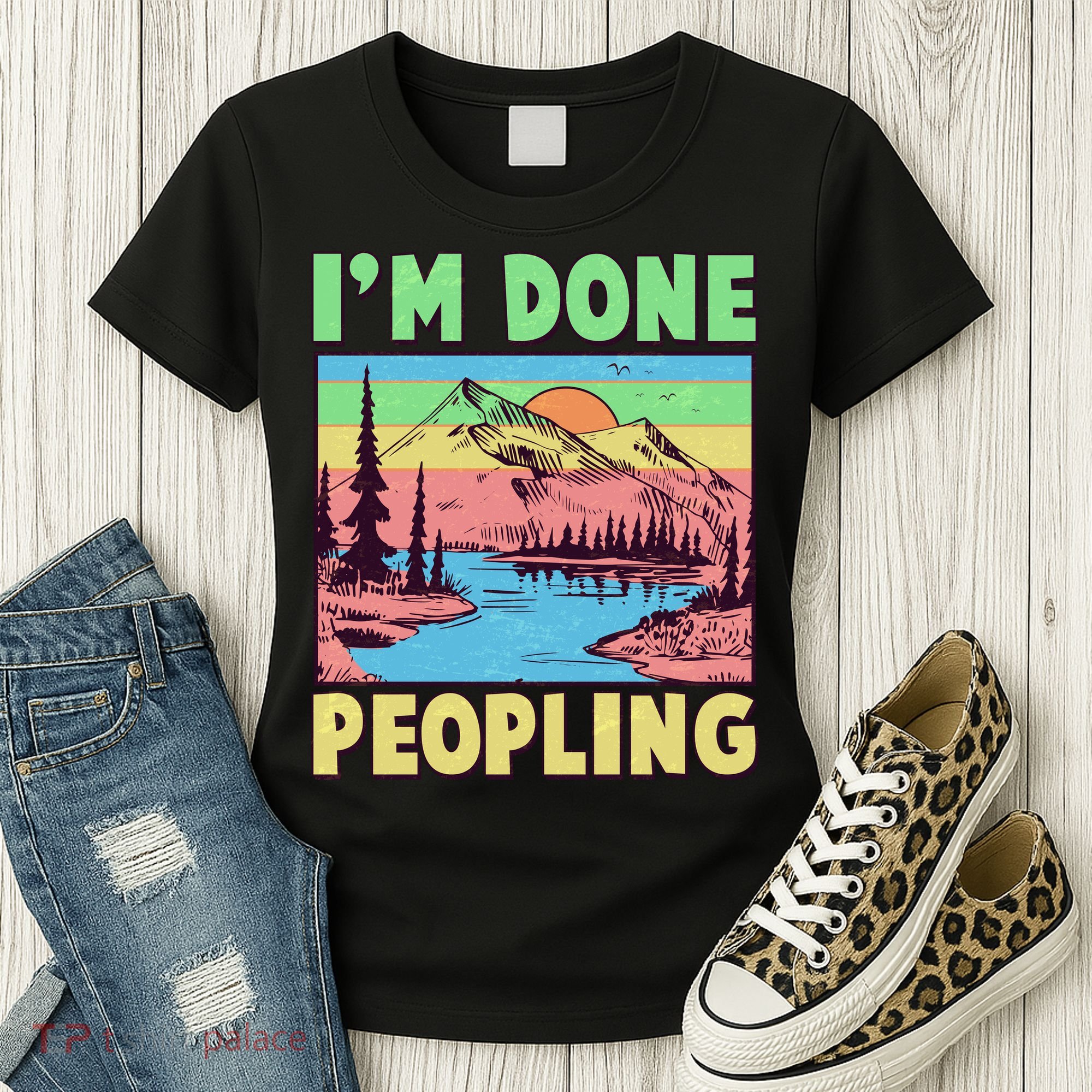 Vintage I'm Done Peopling Great Outdoors Nature Camping Fan Women's T-Shirt