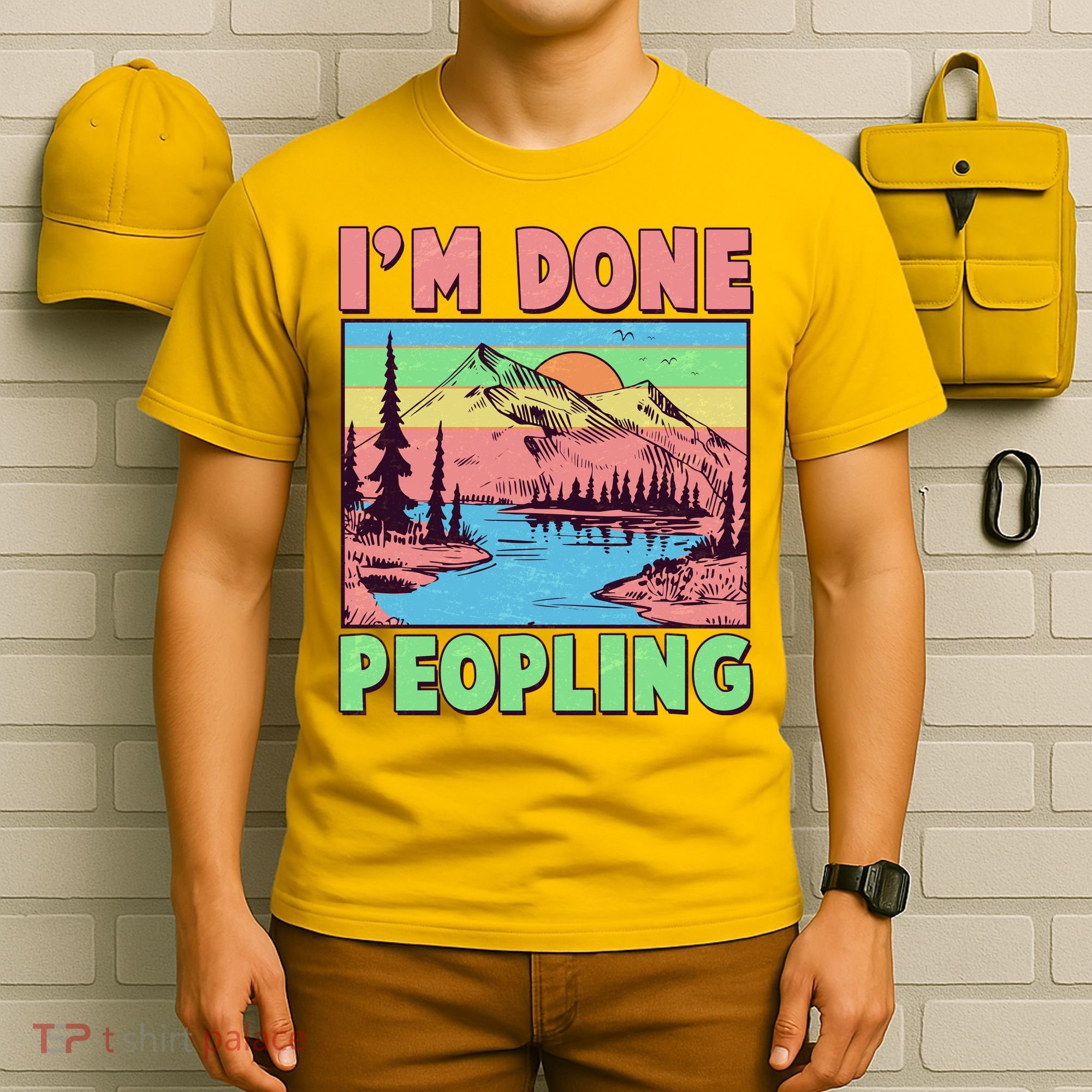 Vintage I'm Done Peopling Great Outdoors Nature Camping Fan T-Shirt