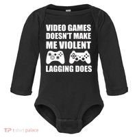 Video Games Doesn't Make Me Violent Lagging Does Baby Long Sleeve Bodysuit thumb 0