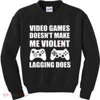 Video Games Doesn't Make Me Violent Lagging Does Kids Sweatshirt thumb 0