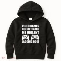Video Games Doesn't Make Me Violent Lagging Does Kids Hoodie thumb 0