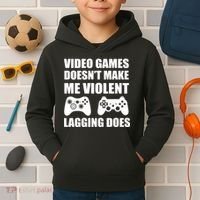 Video Games Doesn't Make Me Violent Lagging Does Kids Hoodie thumb 2