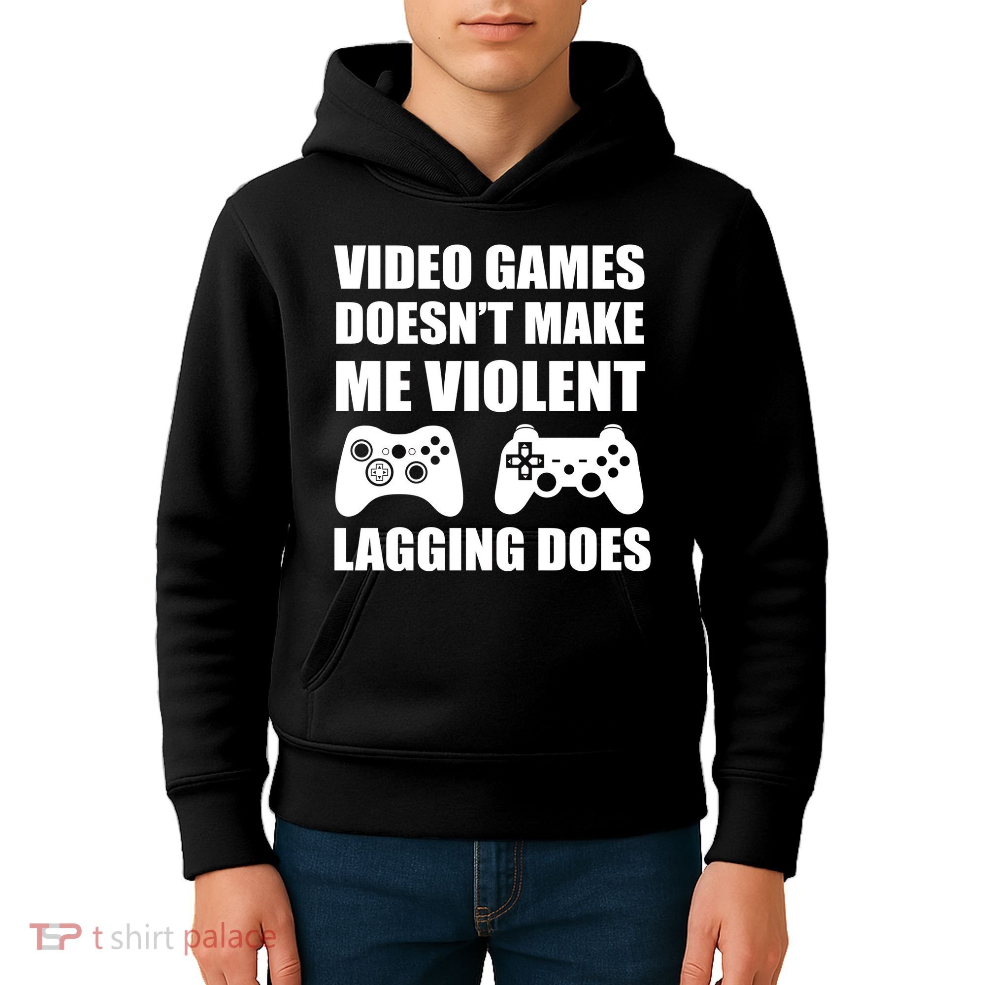 Video Games Doesn't Make Me Violent Lagging Does Kids Hoodie