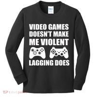 Video Games Doesn't Make Me Violent Lagging Does Kids Long Sleeve Shirt thumb 0