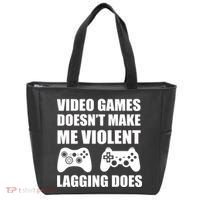 Video Games Doesn't Make Me Violent Lagging Does Tote Bag thumb 0
