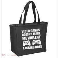 Video Games Doesn't Make Me Violent Lagging Does Tote Bag thumb 2