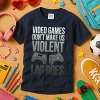 Video Games Doesn't Make Me Violent Lagging Does Gamer Kids T-Shirt thumb 3