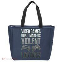 Video Games Doesn't Make Me Violent Lagging Does Gamer Tote Bag thumb 0