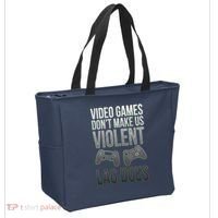 Video Games Doesn't Make Me Violent Lagging Does Gamer Tote Bag thumb 2