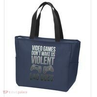 Video Games Doesn't Make Me Violent Lagging Does Gamer Tote Bag thumb 3